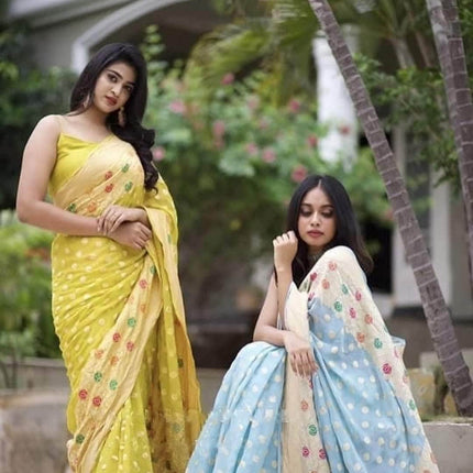 Designer Banarasi  Georgette Chiffon - Silk Saree with meenakari work