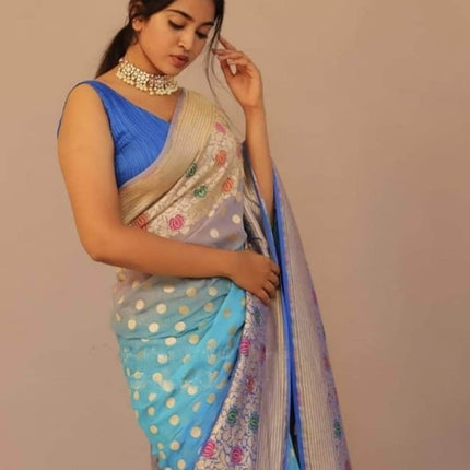 Designer Banarasi  Georgette Chiffon - Silk Saree with meenakari work