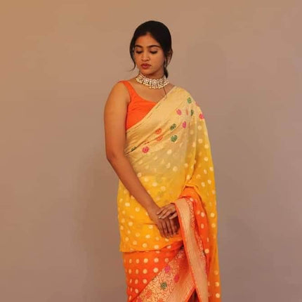 Designer Banarasi  Georgette Chiffon - Silk Saree with meenakari work
