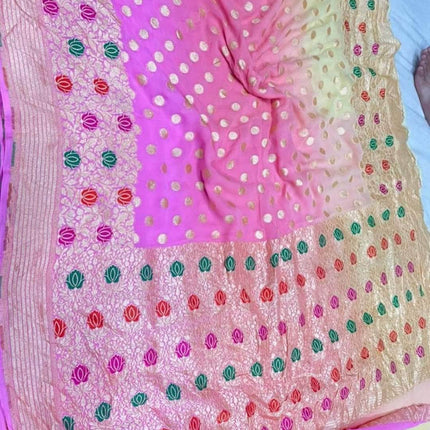 Designer Banarasi  Georgette Chiffon - Silk Saree with meenakari work