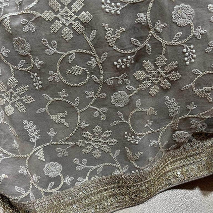 Designer Georgette Chikankari Saree with Sequin  Work