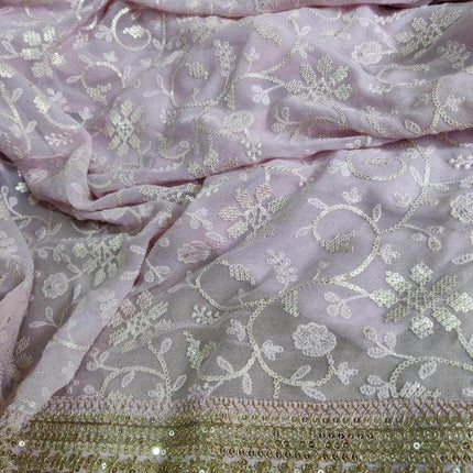 Designer Georgette Chikankari Saree with Sequin  Work