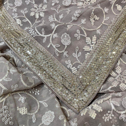 Designer Georgette Chikankari Saree with Sequin  Work