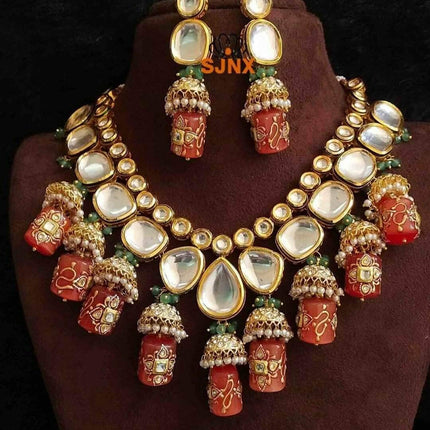 Designer Onyx Beads Kundan Set