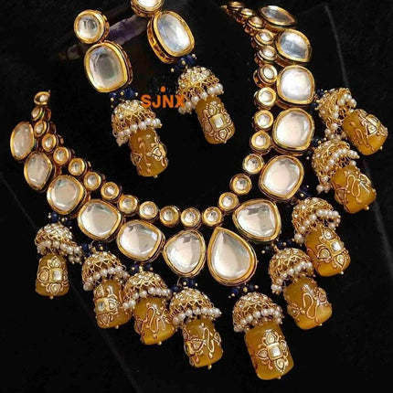 Designer Onyx Beads Kundan Set
