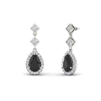 Double Drop Pear Halo Earring