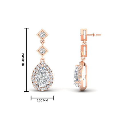 Double Drop Pear Halo Earring