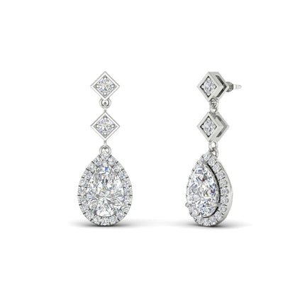 Double Drop Pear Halo Earring