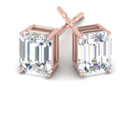 Emerald Cut Diamond Stud Earrings