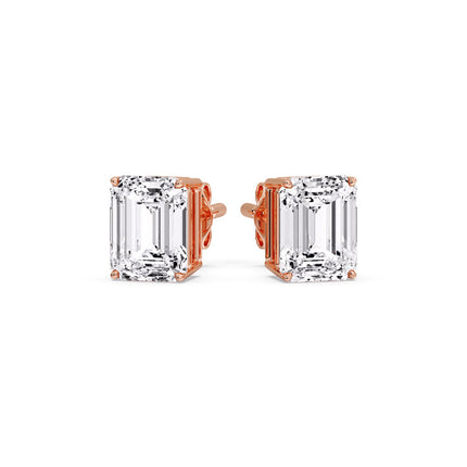 Emerald Cut Diamond Stud Earrings