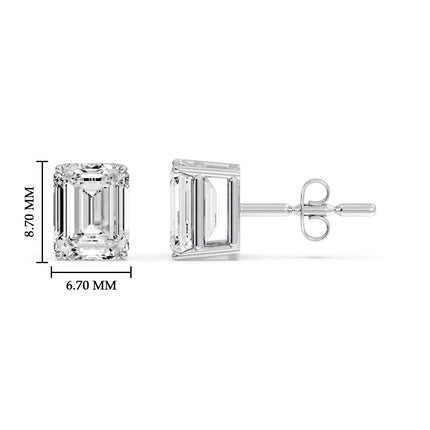 Emerald Cut Diamond Stud Earrings