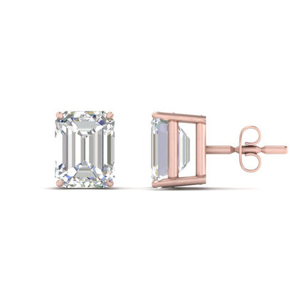 Emerald Cut Diamond Stud Earrings