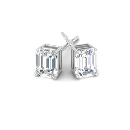 Emerald Cut Diamond Stud Earrings