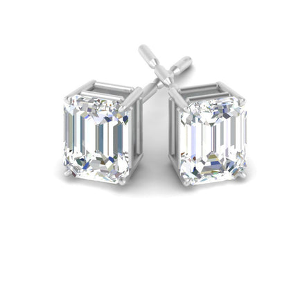 Emerald Cut Diamond Stud Earrings