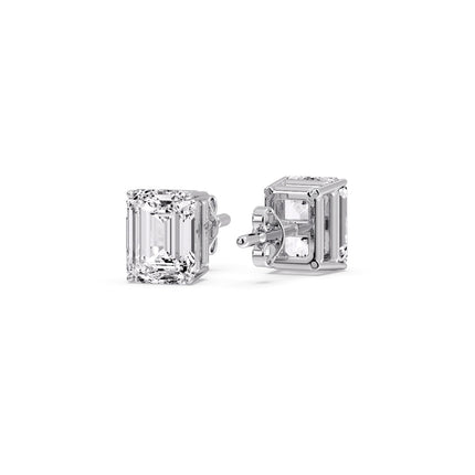 Emerald Cut Diamond Stud Earrings