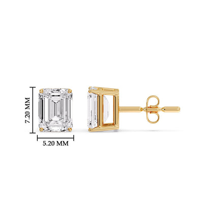 Emerald Cut Diamond Stud Earrings