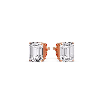 Emerald Cut Diamond Stud Earrings