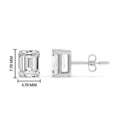 Emerald Cut Diamond Stud Earrings