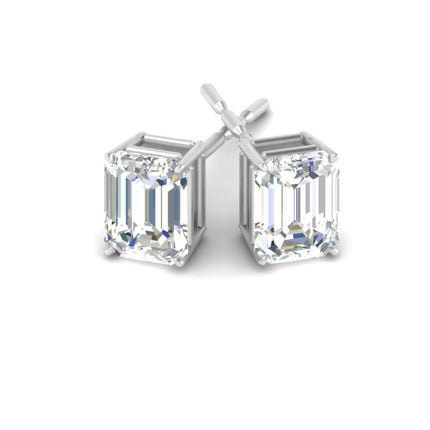 Emerald Cut Diamond Stud Earrings