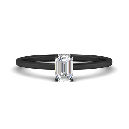 Emerald Cut Thin Classic Solitaire Ring