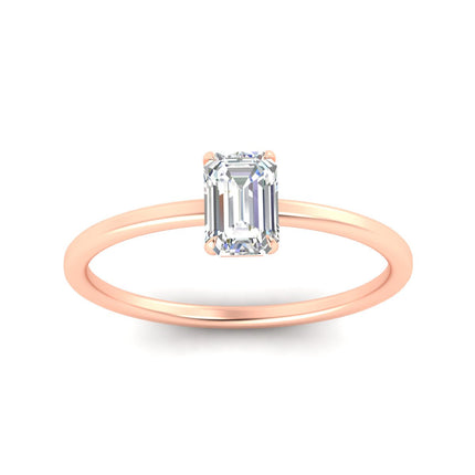 Emerald Cut Thin Classic Solitaire Ring
