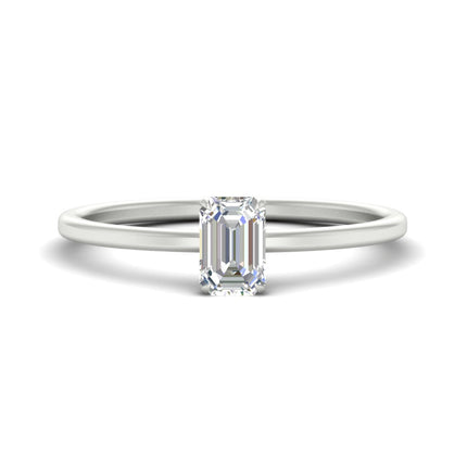 Emerald Cut Thin Classic Solitaire Ring