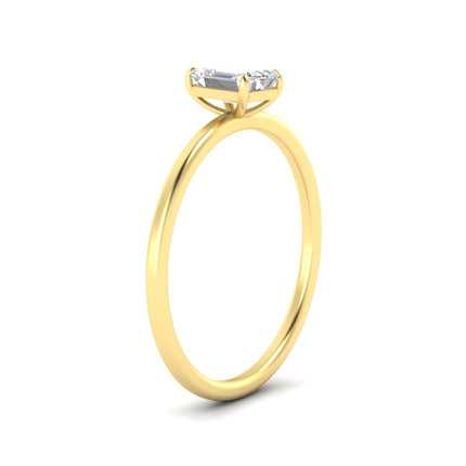 Emerald Cut Thin Classic Solitaire Ring