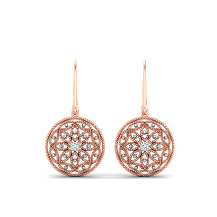 Filigree Circle Drop Lever Back Earring