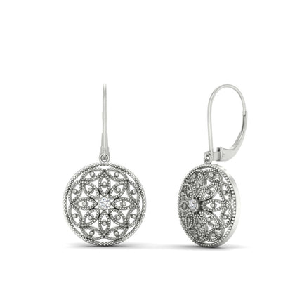 Filigree Circle Drop Lever Back Earring