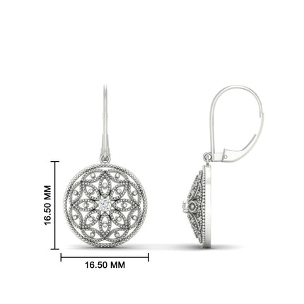 Filigree Circle Drop Lever Back Earring