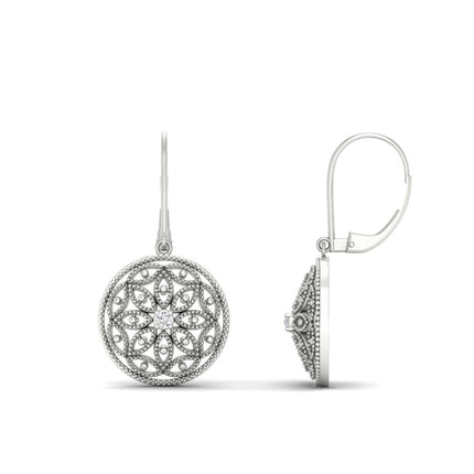 Filigree Circle Drop Lever Back Earring