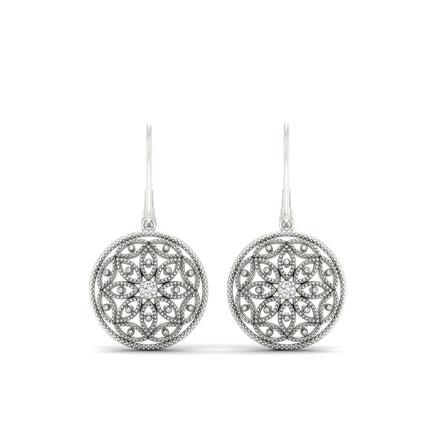 Filigree Circle Drop Lever Back Earring