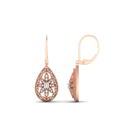 Filigree Diamond Openwork Teardrop Earrings