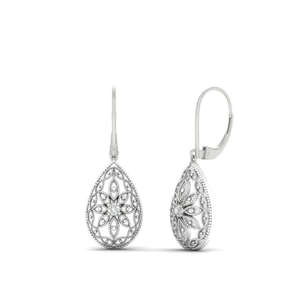 Filigree Diamond Openwork Teardrop Earrings