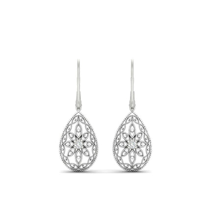 Filigree Diamond Openwork Teardrop Earrings