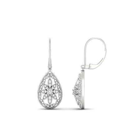 Filigree Diamond Openwork Teardrop Earrings