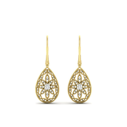 Filigree Diamond Openwork Teardrop Earrings