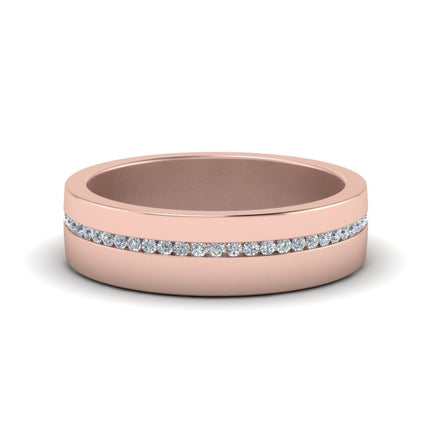 Flat Channel Set Diamond Mens Band