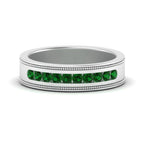 14k White Gold / Green Emerald / Lab Grown