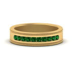 14k Yellow Gold / Green Emerald / Lab Grown