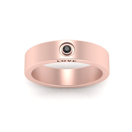 Flat Single Stone Mens Band Engraved