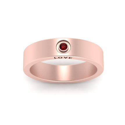 Flat Single Stone Mens Band Engraved