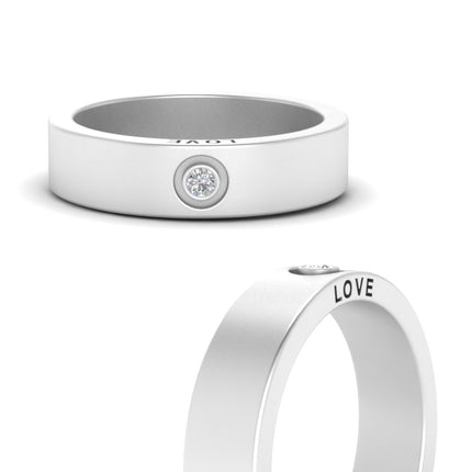 Flat Single Stone Mens Band Engraved