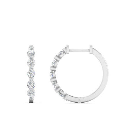 Floating Bezel Diamond Huggie Earring