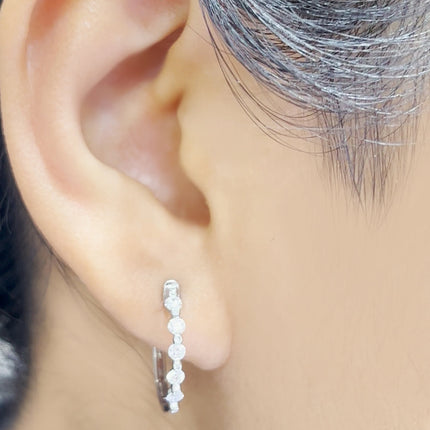Floating Bezel Diamond Huggie Earring
