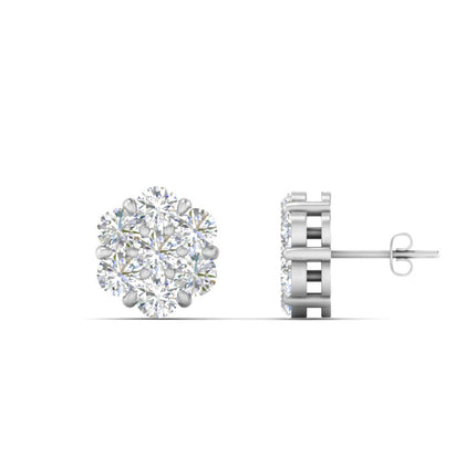 0.75 Carat 7 Stone Flower Diamond Earring