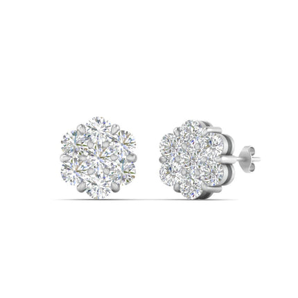 0.75 Carat 7 Stone Flower Diamond Earring