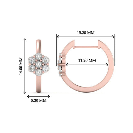 Flower Small 2 Tone Hoop Huggie Earrings