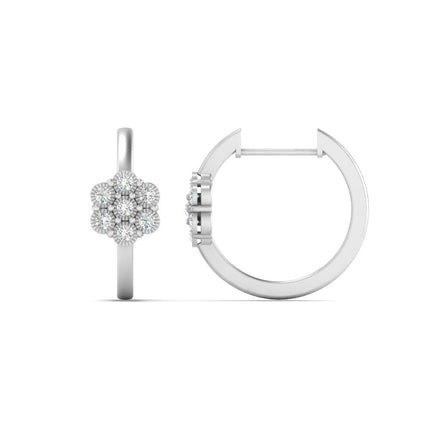 Flower Small 2 Tone Hoop Huggie Earrings