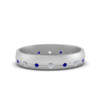 14K White Gold / Blue Sapphire / Lab Grown